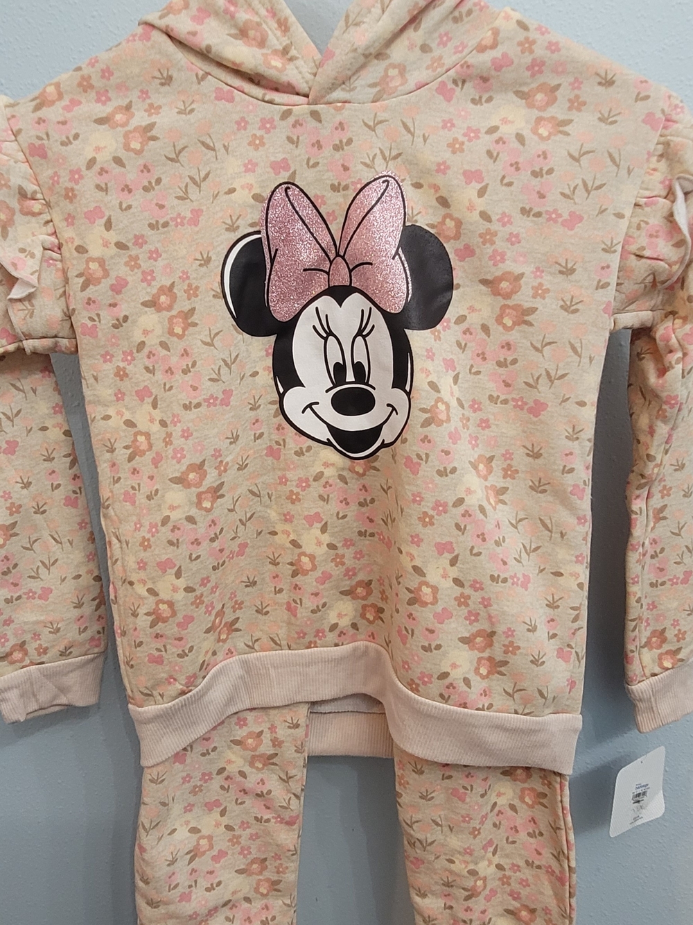 Minnie Mouse Pink Floral Hoodie Set Size 10